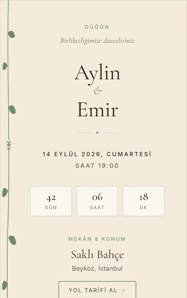 Çiçekli davetiye şablonu